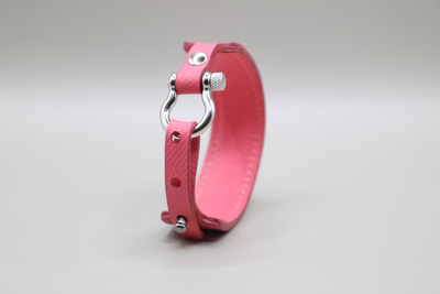 Bracelet manille anti-ondes femme en cuir Rose