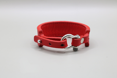 Red leather anti-wave shackle bracelet for women