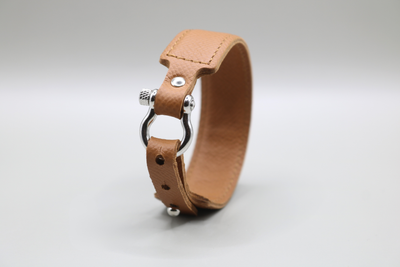 Men's Camel Leather Anti-Radiation Shackle Bracelet
