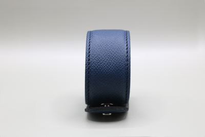Bracelet manchette anti-ondes Femme en cuir Bleu Marine