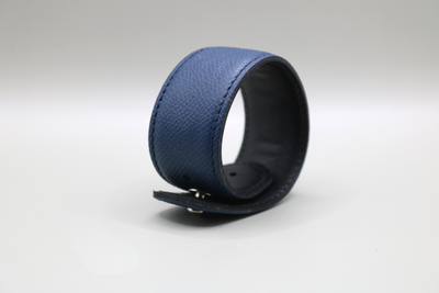 Bracelet manchette anti-ondes Femme en cuir Bleu Marine