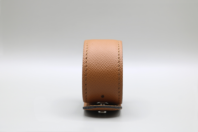 Bracelet manchette anti-ondes Femme en cuir Camel